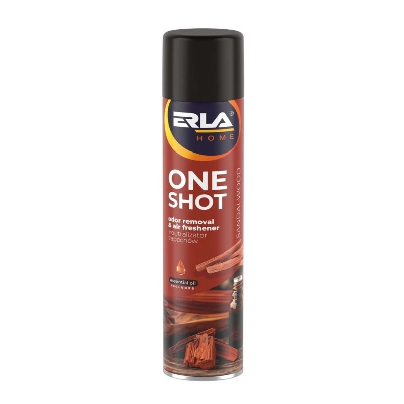 اسپری خوشبوکننده و بوگیر ERLA ONE SHOT رایحهٔ SANDALWOOD ۶۰۰ میلیلیتری — 1