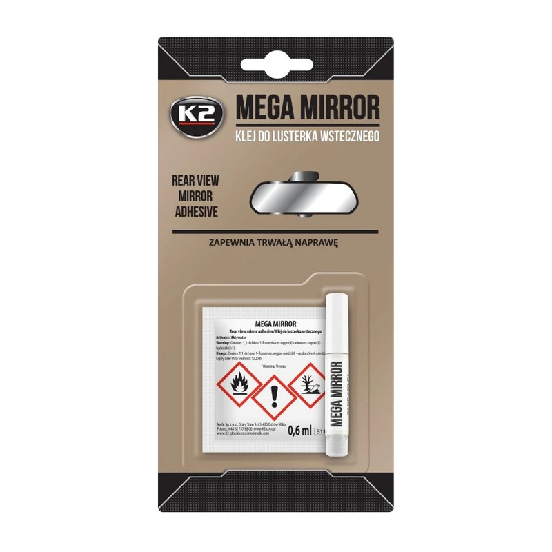 چسب آینهٔ داخل خودرو K2 MEGA MIRROR Primer: ۰٫۵ میلیلیتری, Adhesive: ۰٫۶ میلیلیتری — 1