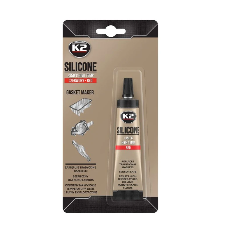 چسب سیلیکون نسوز قرمز K2 مقاوم تا ۳۵۰ درجه ۲۱ گرمی blister — 1
