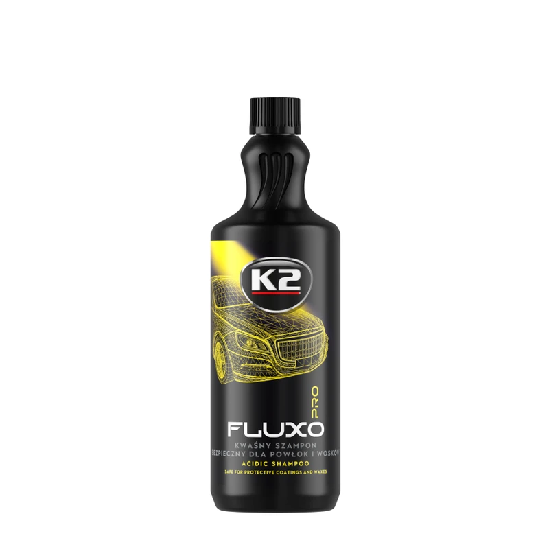 شامپوی اسیدی خودرو، ایمن برای پوششهای محافظ و واکس K2 FLUXO PRO ۱ لیتری — 1