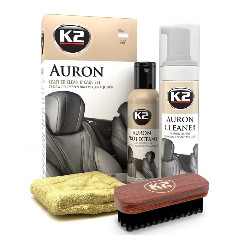 ست تمیز کردن و مراقبت چرم K2 AURON Auron Cleaner ۲۰۰ میلیلیتری, Auron Protectant ۱۵۰ میلیلیتری — 1