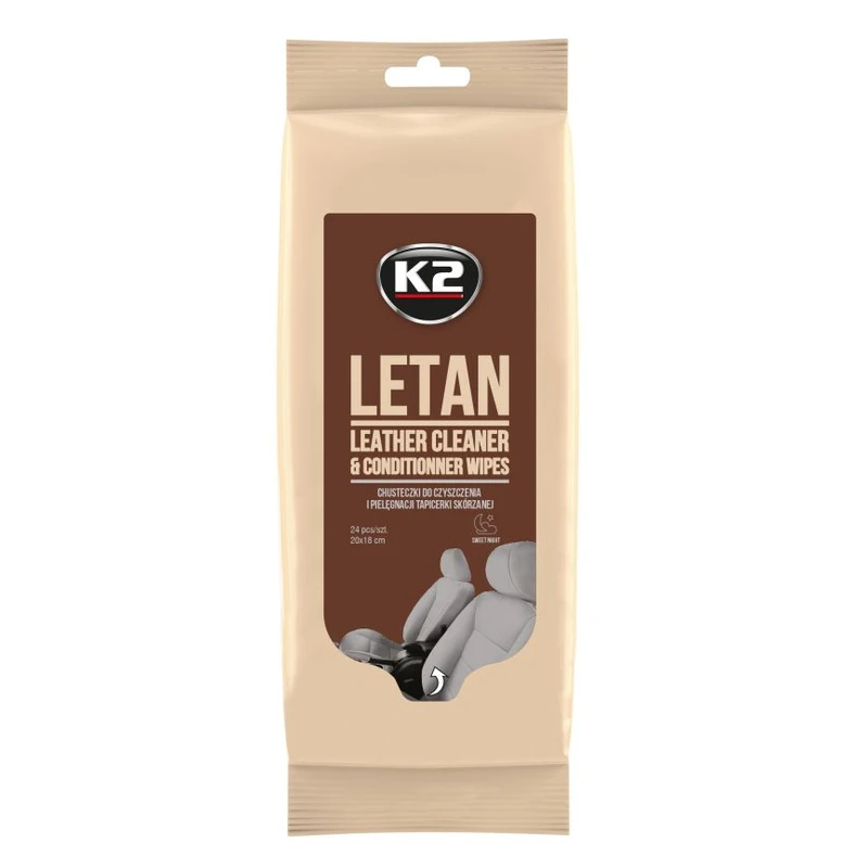 دستمال مرطوب تمیزکننده و نرمکنندهٔ چرم K2 LETAN WIPES — 1