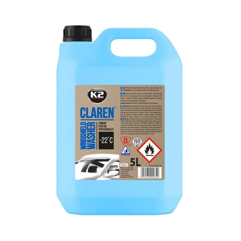 مایع شیشهشوی زمستانی K2 CLAREN منفی ۲۲ درجه ۵ لیتری — 1