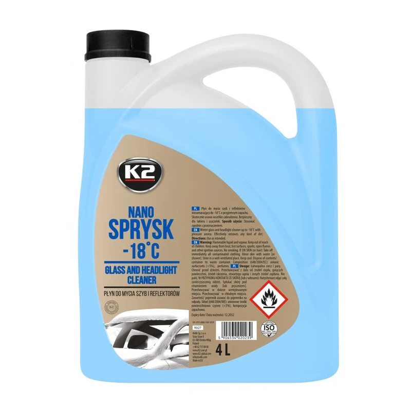 مایع شیشهشوی زمستانی K2 NANO SPRYSK منفی ۱۸ درجه ۴ لیتری — 1