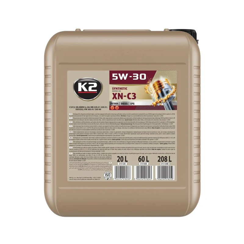 روغن موتور K2 TEXAR 5W-30 XN-C3 ۲۰ لیتری — 1