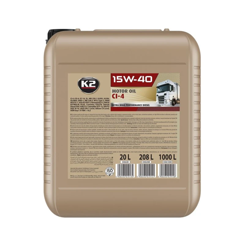 روغن موتور K2 15W-40 CI-4 ۲۰ لیتری — 1