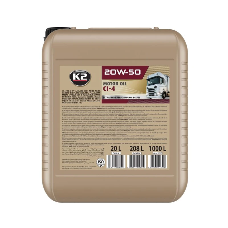 روغن موتور K2 20W-50 CI-4 ۲۰ لیتری — 1
